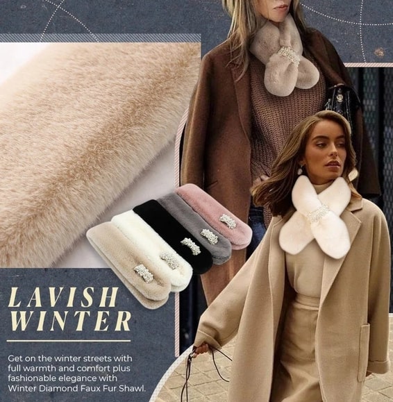 Talvine teemant kunstkarusnahast mähisesall - Image 3