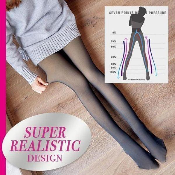 Veatud sääred Võltsläbipaistvad soojad fliisist sukkpüksid - Image 5