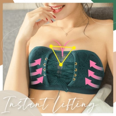 Lace Bandeau nöörid Push Up rinnahoidja